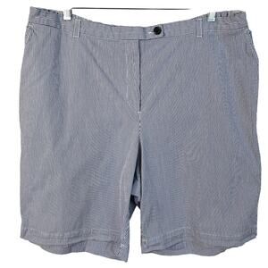 Lands' End Shorts Women's 20W Navy White Stripe Nautical Coastal Beachy Summer